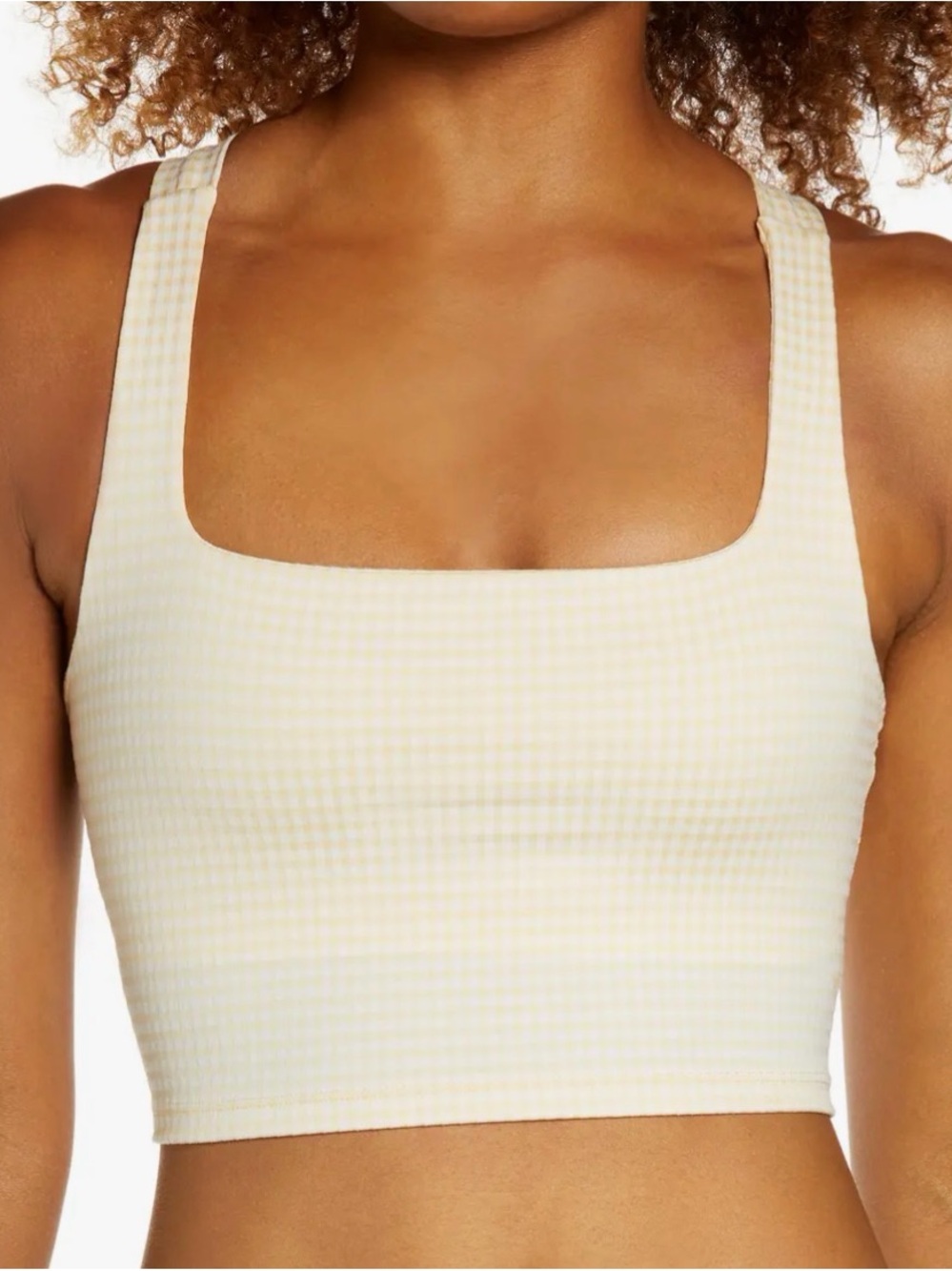Nike Yellow Gingham Cross-Back Crop Top & High-Waist Shorts Set - Picture 10 of 15